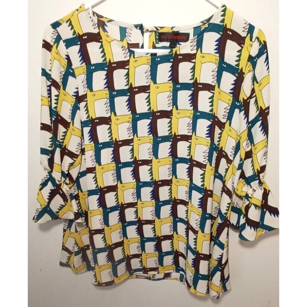 Womens short-sleeved blouse small horses equestrian